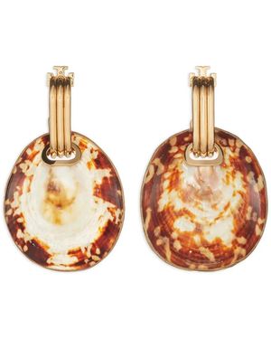 Tory Burch Runway Shell Tropfen-Ohrringe - Natur