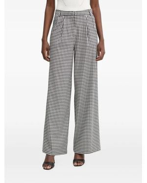 Morgan Pantalones Anchos A Cuadros Gingham - Gris