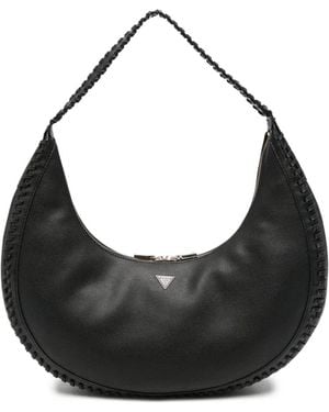 Guess Braided Whipstitch Shoulder Bag - Black