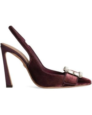 Dolce & Gabbana Crystal-Buckle Slingback Court Shoes - Brown