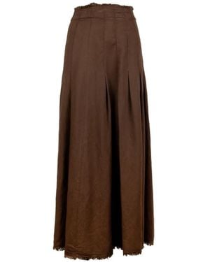 Via Masini 80 Frayed Skirt - Brown