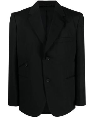 Yohji Yamamoto Single-Breasted Wool Blazer - Black