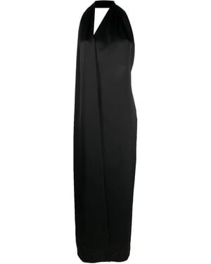Loewe Scarf Satin Maxi Dress - Black