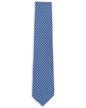 Barba Napoli Floral-Pattern Tie - Blue