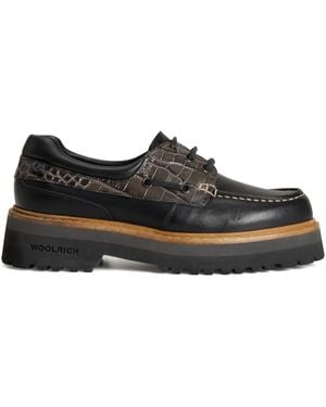 Woolrich Leather Crocodile-Effect Shoes - Black