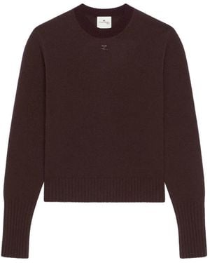 Courreges Logo-Patch Crew-Neck Sweater - Brown