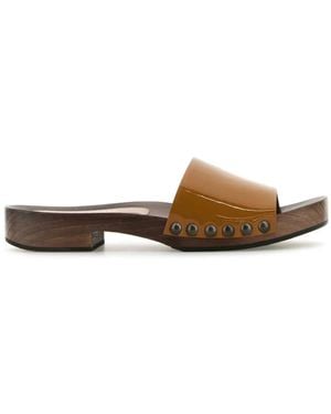 Miu Miu Sandalen Aus Lackleder - Braun