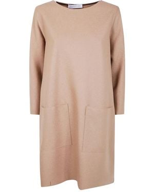 Harris Wharf London Patch-Pocket Wool Midi Dress - Natural