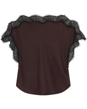 A.L.C. Camiseta Con Ribete De Encaje - Marrón