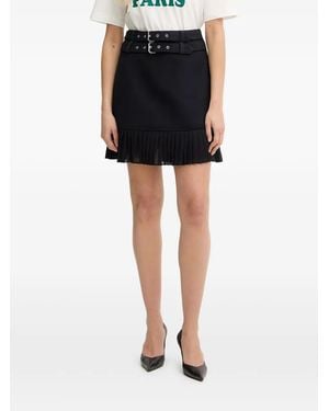 Morgan Jano Belted Pleated-Hem Mini Skirt - Black