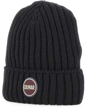 Colmar Ribbed-Knit Logo-Patch Beanie Hat - Blue