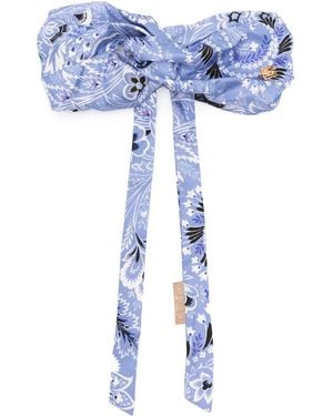Etro Floral-Pattern Knot-Detailed Hairband - Blue