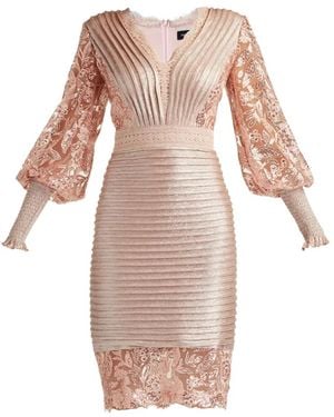 Tadashi Shoji Lovell Lace Bishop Sleeve Dress - White