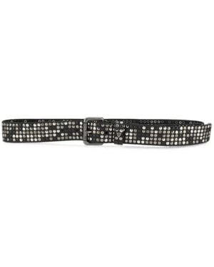 HTC Stud-Embellished Leather Belt - White