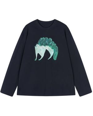 JNBY Cat-Print Long-Sleeve T-Shirt - Blue