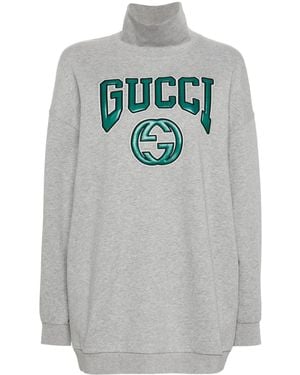 Gucci グレー ロゴアップリケ スウェットシャツ
