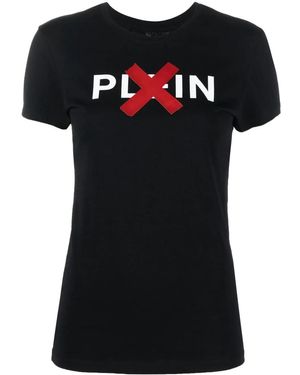 Philipp Plein Logo-Print Cotton T-Shirt - Black