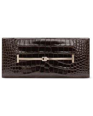 Tom Ford Bolso De Mano De Piel De Cocodrilo Estampada - Negro