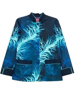F.R.S For Restless Sleepers Buttoned Printed Jacket - Blue