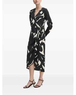 DKNY Abstract-Print Wrap Dress - White