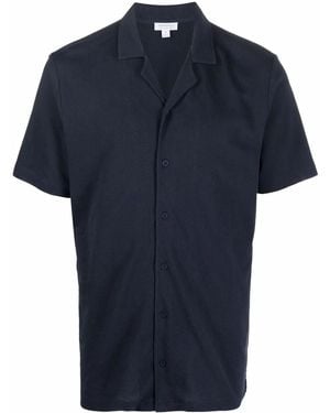 Sunspel Button-Up Polo Shirt - Blue