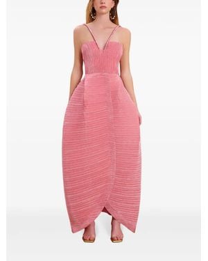 Cult Gaia Plissé Voluminous Open-Back Evening Dress - Pink