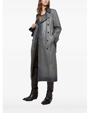 Acne Studios Double-Breasted Leather Coat - Grey