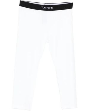 Tom Ford Logo-Waistband Cropped Leggings - White