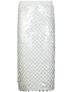 P.A.R.O.S.H. Sequin Midi Skirt - White