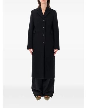 Prada Abrigo De Lana Con Botones - Negro