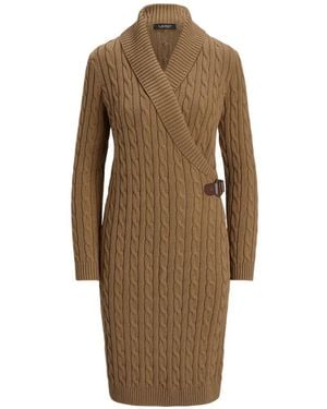 Ralph Lauren Cable-Knit Wrap Dress - Natural