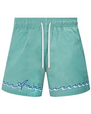 Amiri Wave Logo Swim Shorts - Blue
