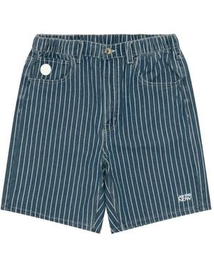 Aape By A Bathing Ape Striped Logo Shorts - Blue