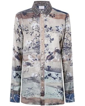 Pierre Louis Mascia Chemise En Soie À Fleurs - Grey