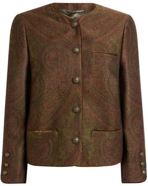 Etro Blazer Van Wolblend Met Paisley Jacquard - Bruin