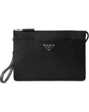 Prada Clutch Aus Saffiano-Leder - Schwarz