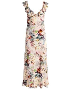 Alice + Olivia Gemma Floral-Pattern Midi Dress - White