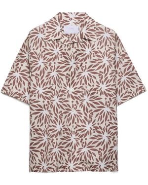Prada Camisa Bowling De Algodón Estampada - Rosa
