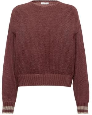 Brunello Cucinelli Ribbed-Trim Jumper - Red
