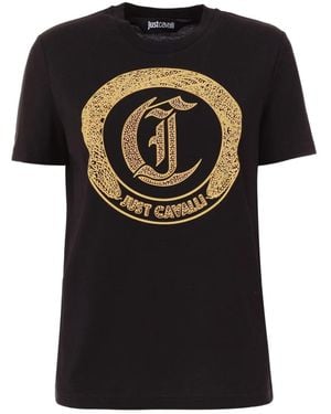 Just Cavalli Logo-Embellished T-Shirt - Black
