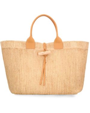 Longchamp Xl Le Roseau Raffia Tote Bag - Natural