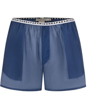 Paramidonna Pantalones cortos con panel transparente - Azul