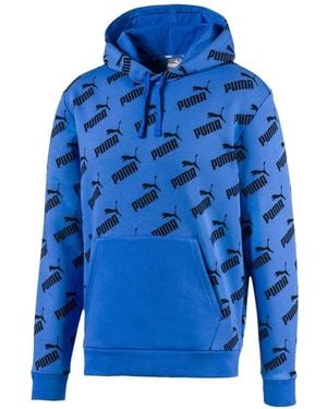 PUMA Amplified Logo-Print Hoodie - Blue
