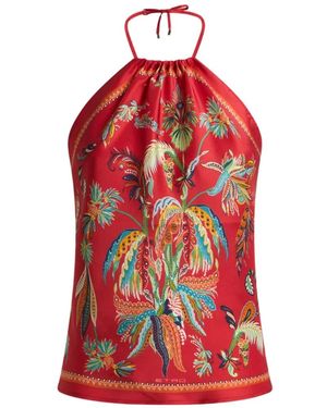 Etro Paisley-Print Silk Halterneck Top - Red