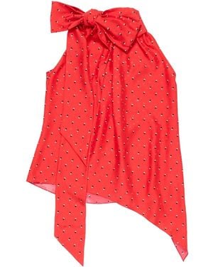 Acne Studios Bow-Detail Asymmetric Top - Red