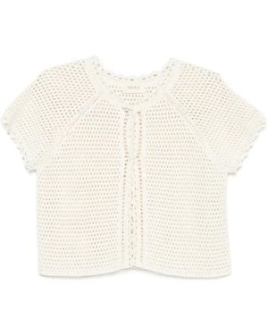 ViCOLO Crochet Scalloped-Trim Cardigan - White