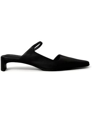 Calvin Klein Leather Square-Toe Mules - Black
