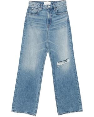 SLVRLAKE Denim Distressed Wide-Leg Jeans - Blue