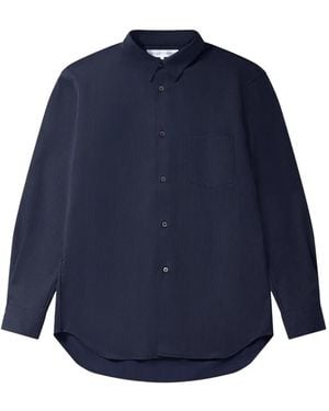 Comme des Garçons Pinstripe-Texture Long-Sleeved Shirt - Blue
