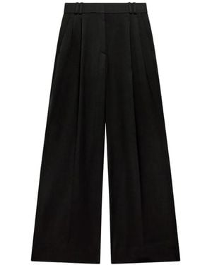Another Tomorrow High-Waisted Pleated Trousers - Black